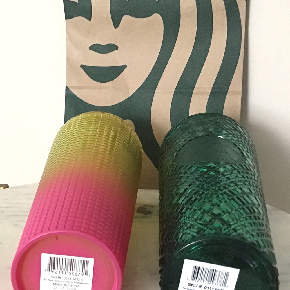 Starbucks Set Of Two Venti Tumblers Studded Grid NWT - Picture 9 of 9